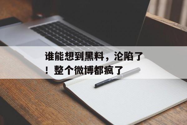 谁能想到黑料，沦陷了！整个微博都疯了